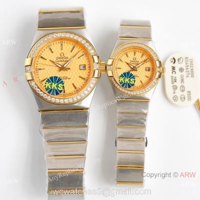 Swiss Quality Replica Omega Double Eagle Constellation Couple Watch Diamond Bezel New Face watches
