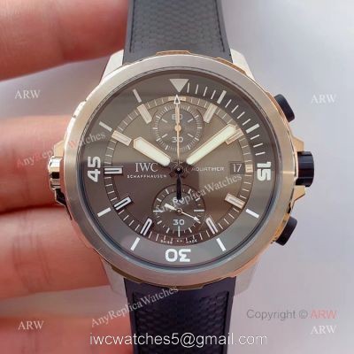 New IWC Aquatimer For Sale Grey Dial With Black Quick Change Rubber Band Swiss Replica Watch watches