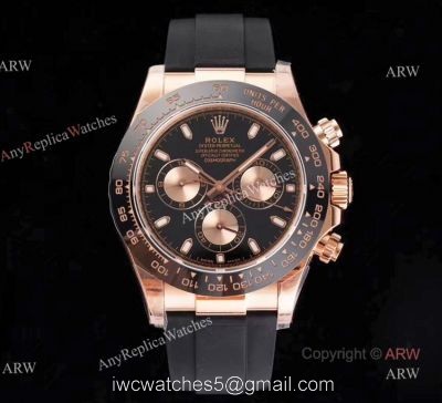 Noob Factroy V3 Rolex Daytona Rubber Band Rose Gold Black Dial Watch watches