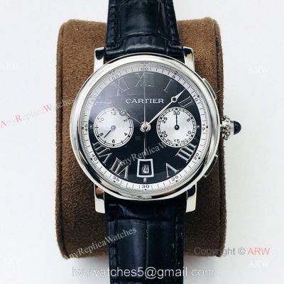 (GZF) 1:1 High Quality Replica Rotonde De Cartier Black Dial Chronograph Watches 40mm watches