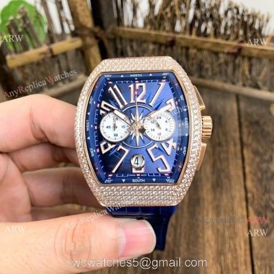 Fake Franck Muller Vanguard Yachting Rose Gold Blue Chronograph Watch 44mm watches