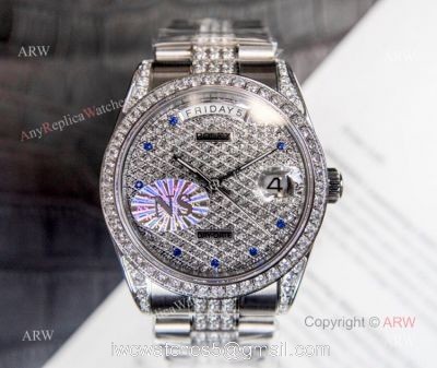Iced Out Rolex Oyster Perpetual Day Date Fake Watches Swiss 2836-2 watches