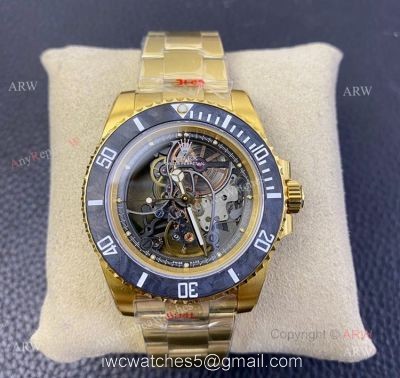 Best Quality Replica VR Factory Yellow Gold Rolex Skeleton Watch watches
