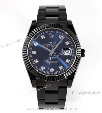 VR-Factory Rolex Oyster Datejust II Black Venom Watch Blue Diamond 41mm watches