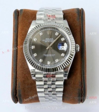VR-Factory Copy Rolex Datejust II 41mm Watch Gray Diamond Dial Jubilee Band watches