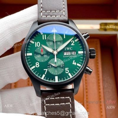 New Replica IWC Big Pilots Chronogaph Watch SS Green Dial watches