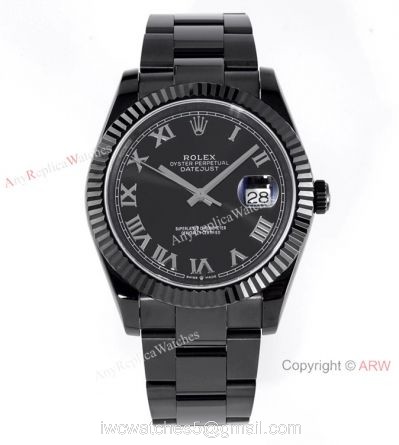 VR-Factory Swiss Replica Rolex Datejust II Black Venom Watch Roman Markers watches