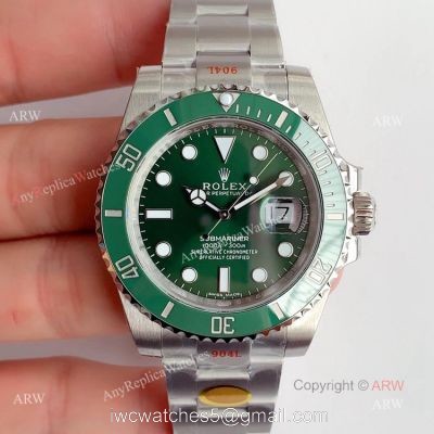 Noob V11 Replica Rolex Submariner Green Face 116610LV Watch 904L Swiss 32355 watches