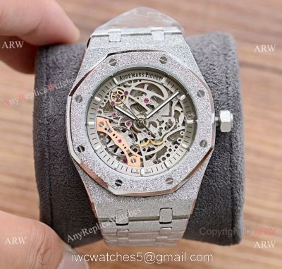 New Copy Audemars Piguet Royal Oak Watch Silver Frosted Skeleton Dial watches
