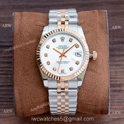 Swiss Copy Datejust Rolex Jubilee Rose Gold White Face 36mm Watches watches