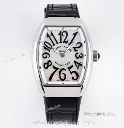 New V32 Franck Muller Vanguard Women Watch Replia with Black Leather Band watches