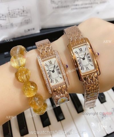2020 NEW! Replica Cartier Tank AmEricaine Watch Rose Gold Quartz Movement watches