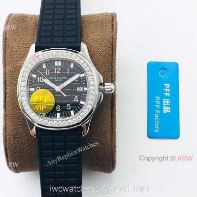 PFF Factory Copy Patek Philippe Aquanaut Luce Watch Black Dial Lady Size watches
