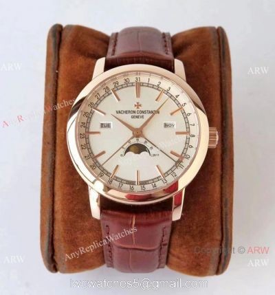 Swiss Replica Vacheron Constantin Traditionnelle Complete Calendar AIF Watch Rose Gold watches