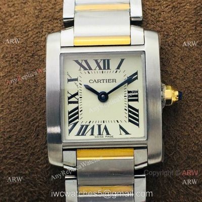 Super Replica Cartier Tank Francaise CC708177 Watch 2-Tone Cream Face watches