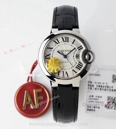 (AF) Ballon Bleu Cartier Replica Watch 33mm Black Leather Strap watches