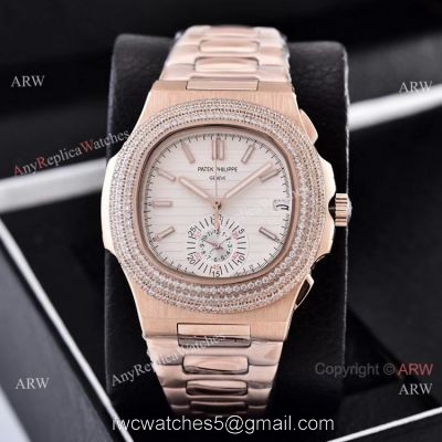 Clone Patek Philippe Nautilus Chronograph Watches Rose Gold and Diamond Fashion Style watches
