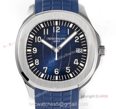 (ZF) Swiss 324 Patek Philippe Aquanaut 5168 Blue Dial Blue Rubber Strap Men Watch Replica watches