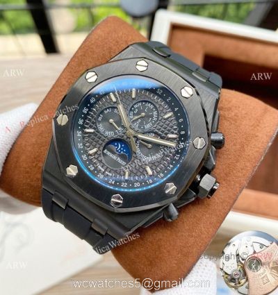 Copy Audemars Piguet Moonphase Watches Black Steel Case watches