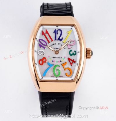 Replia Franck Muller Vanguard Rose Gold V32 Women Watch With Colorful Numbers watches