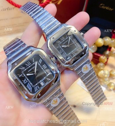 2020 NEW! Copy Cartier Santos de Large Quartz Watch Grey Dial watches