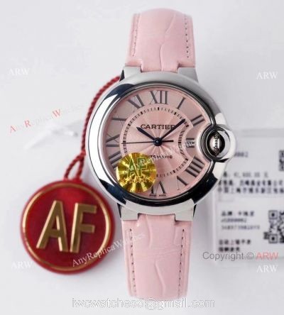 (AF) Swiss Replica Ballon Bleu Cartier Pink Watch 33mm Midsize watches