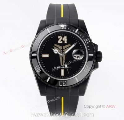 904L Blaken Rolex Kobe Bryant Swiss Replica Watches With Black Rubber Strap watches