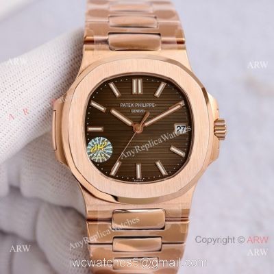 Swiss Grade Patek Philippe Nautilus PPF Cal.324 Rose Gold Brown Dial Watch 40mm watches