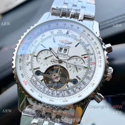 Copy Breitling Navitimer Tourbillon Steel Automatic Men Watch White Dial watches