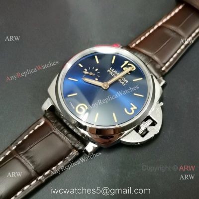 Copy Panerai Luminor Due PAM00728 Watch Blue Dial Brown Leather Strap watches
