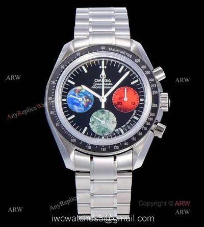 Replica OM Factory Omega Speedmaster Moonwatch With 3 Colors Sub-Dials Black Ceramic Bezel watches