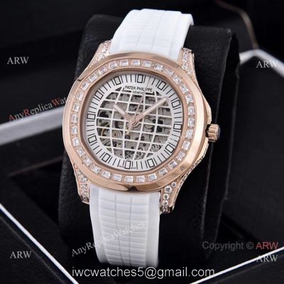 Replica Patek Philippe Aquanaut Diamond Watches Hollow Dial Rose Gold watches