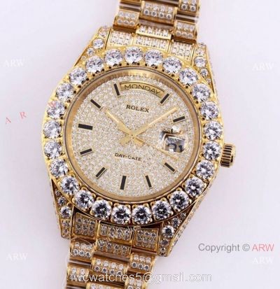 Replica Rolex New Oyster Perpetual Pearlmaster 39 Watch Gold Diamonds watches