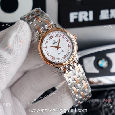 Swiss Quartz Omega De Ville 2-Tone Rose Gold Watches Women Size watches