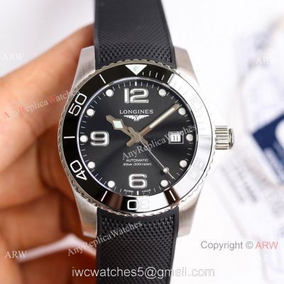 Swiss Copy Longines Hydroconquest Watch Black Ceramic Rubber Strap watches