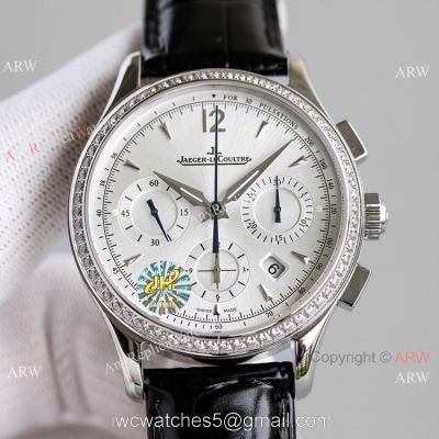 Swiss Fake Jaeger-LeCoultre Master Chronograph Watch Diamond Bezel watches