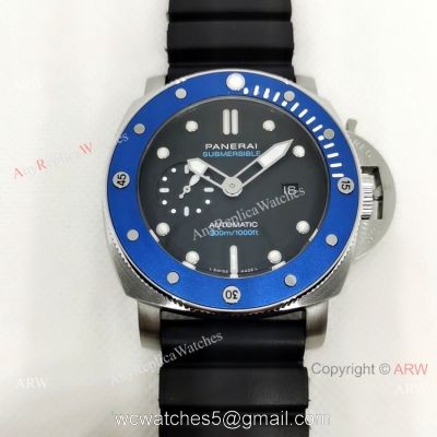 NEW! Panerai Luminor Submersible Pam01209 Watch Blue Bezel watches