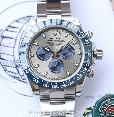 Copy Rolex Daytona Stainless Steel Watch Gray and Blue Dial watches