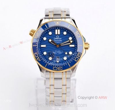VS Factory Omega Seamaster Diver 300m Blue Dial Gold And Silver Watch Best Replica watches