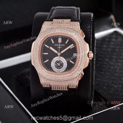 Japan Grade Patek Philippe Nautilus Chronograph Watches Rose Gold Diamond Case watches
