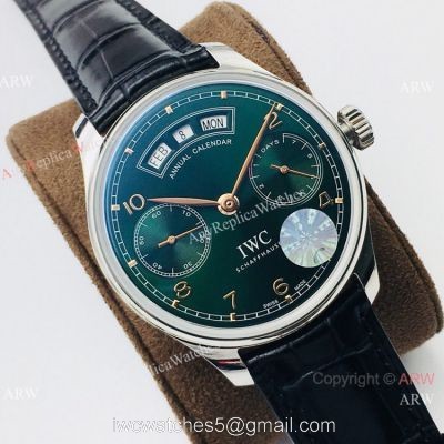 Swiss Grade 1 IWC Portuguese Annual Calendar Olive Green Watch YL Factory v2 Version watches