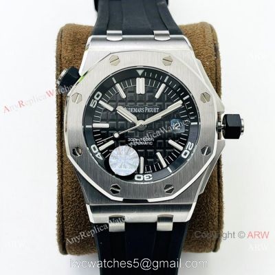 JF Factory Replica Audemars Piguet Divers Swiss 3120 Watch Silver and Black watches
