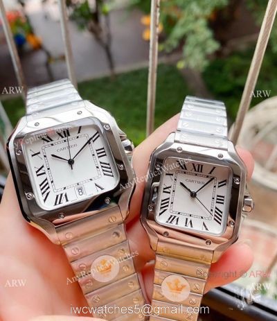 New! Japan Grade Santos De Cartier Couple Watch Stainless Steel Roman Markers watches