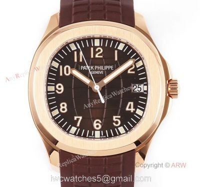 (ZF) AAA Replica Patek Philippe 5167R Aquanaut Rose Gold Chocolate Dial Brown Rubber Strap Men Watch watches