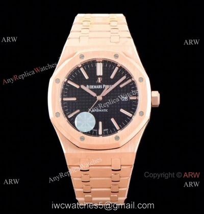 Grade 1A Copy Audemars Piguet Royal Oak JF v5 Cal.3120 Rose Gold Black Dial Watch 41mm watches