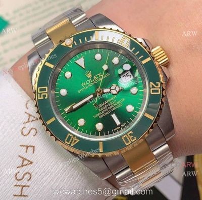 Rolex Submariner Two Tone Green Dial Watch Wholesale watches