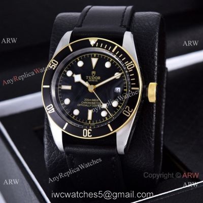 Clone Tudor Heritage Black Bay Watches Two Tone Leather Strap watches