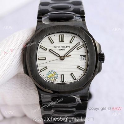 PPF Factory Patek Philippe Nautilus Black and White Watch Swiss AAA Copy watches