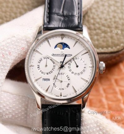 NEW! Swiss Copy Jaeger-LeCoultre Master Ultra Thin Perpetual Watch SS White Dial watches