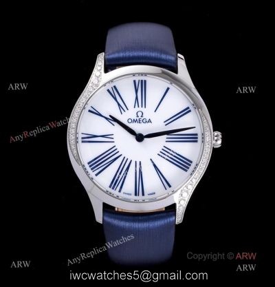 Best Omega De Ville Tr?Sor Ladies Her Time Fake Watch With Blue Fabric Strap Omega 4061 Quartz Movement watches
